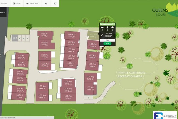 Off-the-plan townhouse development interactive site plan by VizNavigator.com