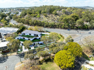 Aerial photograph of the Wyndham Road site in Morningside showing surrounding context